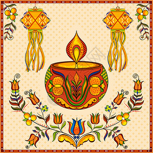 挂着Kandil灯和Diwali装饰的图片