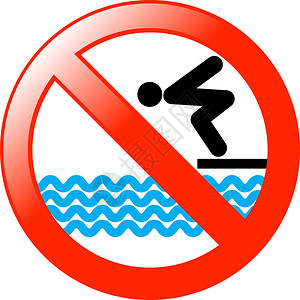带水和游泳者的潜水标志背景图片