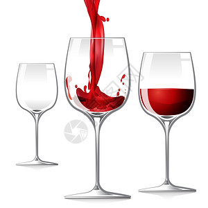 玻璃杯装满红葡萄酒和另一个空白玻璃杯由图片
