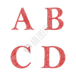 红色草图字体设计套装字母A背景图片