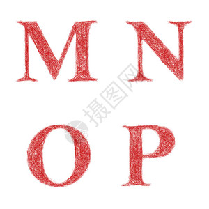 红色草图字体设计字母M图片