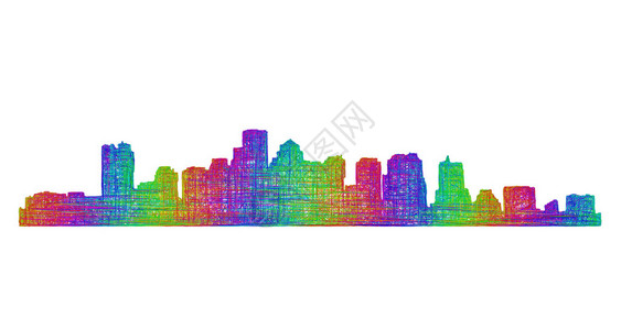 市容市貌波士顿城市的天际光影插画