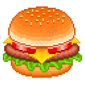 快速提分像素美味汉堡高详细分插画