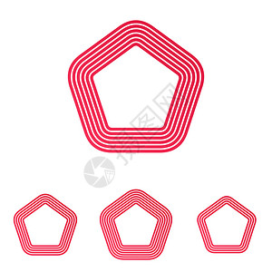 红线形状五角形图片