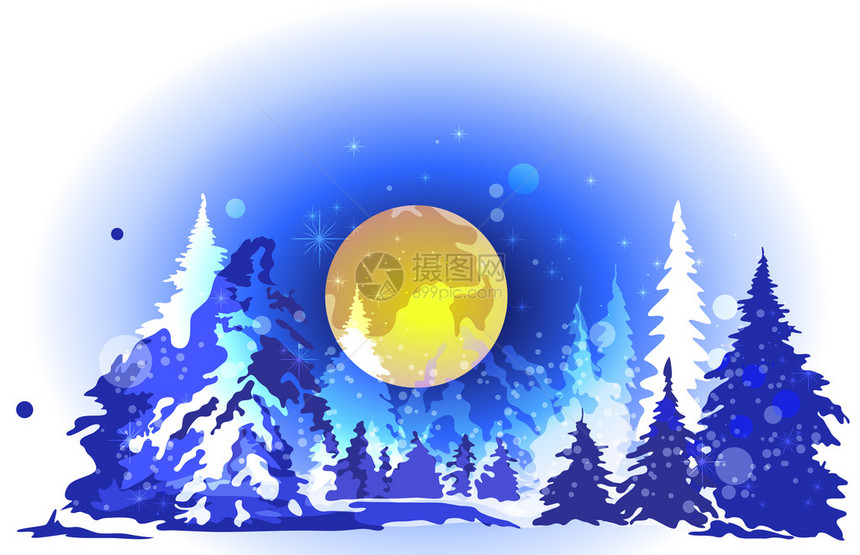 冬季森林大月亮高图片