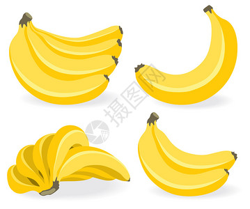 新鲜香蕉水果矢量插图集背景图片