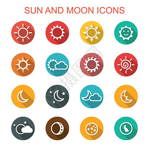 太阳和月亮长阴影图标图片