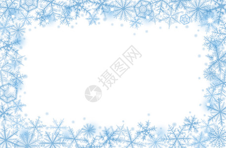 与蓝色雪花的抽象圣诞节边界背景图片