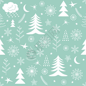 无缝的圣诞节模式绿色冬季背景圣图片
