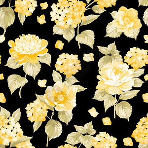 用于织物设计的无缝黄花型结构图背景图片