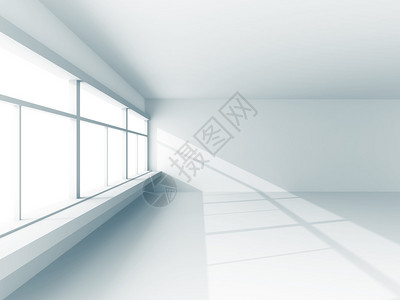 带有大窗口的浅白色室内房间3背景图片