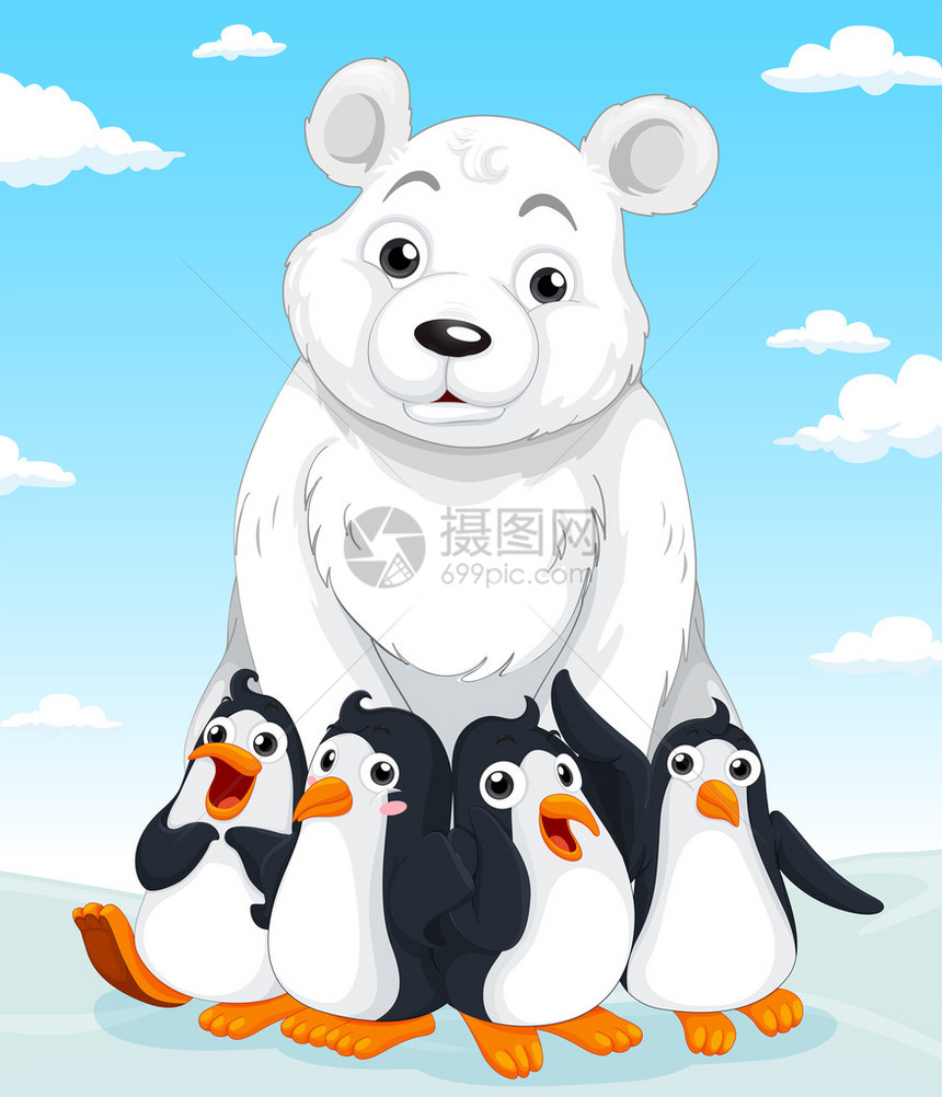 北极熊和企鹅插图图片