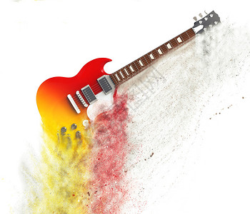 红色电吉他解体粒子特效图片