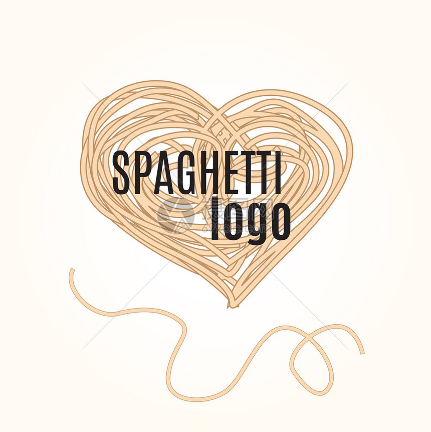 意大利面条的手绘涂鸦插图抽象矢量logo设计模板面食标签餐厅菜单咖啡厅快餐比萨图片