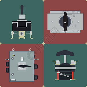 平面图标电气断路器开关触点用于连接和断开电高清图片