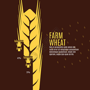 农场小麦背景标志矢量图图片