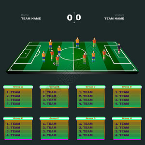 足球场比赛统计团体和团队表足球员在操场上的位置数字矢图片