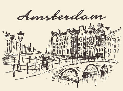 河坊街阿姆斯特丹各街的矢量插画