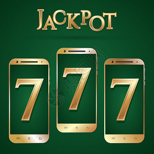 黄金智能手机模板孤立的智能手机现实的手机赌场大奖符号黄金文本头奖号码777互联网赌场背景图片