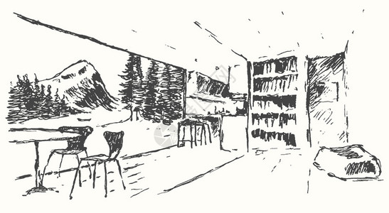 现代室内插图Cozy酒吧餐厅咖啡馆或厨图片