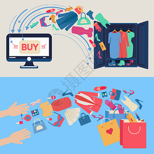平板设计在线购物概念电子商务网上付费矢量移图片