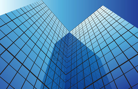 现代玻璃建筑低角度图片