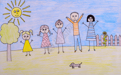 快乐的家庭绘画孩图片