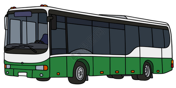 绘制绿色和白色城市巴士的手画不图片