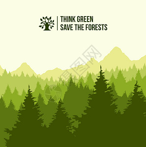 绿色文字的树木森林景观图片