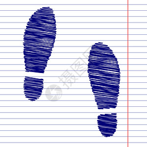 鞋印底印图示并在学校纸张上图片