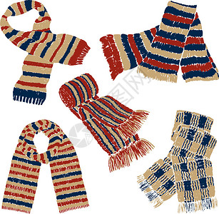 各种羊毛针织围巾的矢量图像图片
