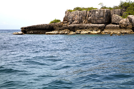 南海观音寺太平洋南海水的抽象蓝环礁石Thailandkhopha插画