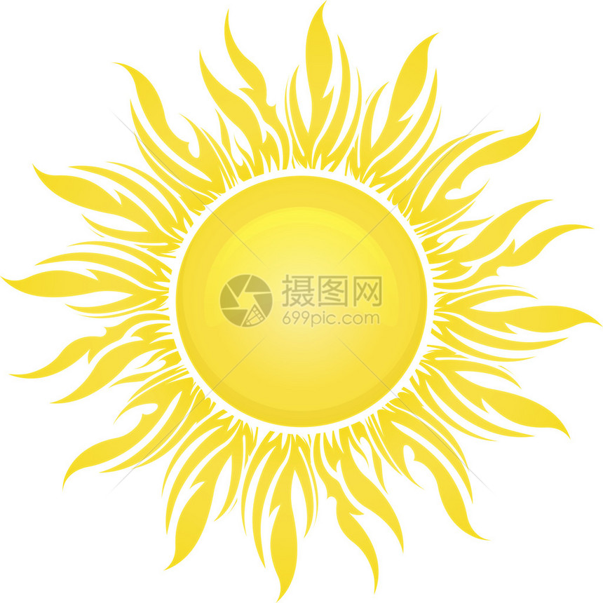 用于设计的黄色调中装饰明亮彩色的太阳符图片