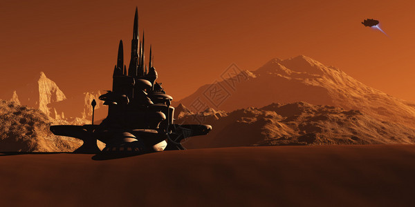 沙漠中星星一个以火星为基地的未来殖民地设计图片