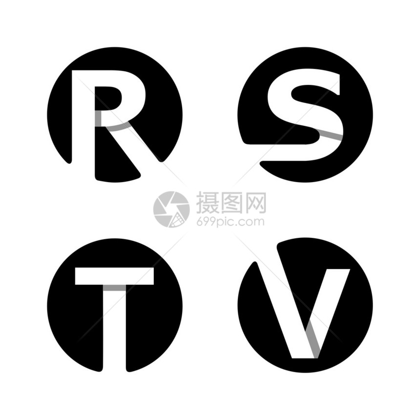 RSTV等大写字母RV来自黑圈中的白条纹图片