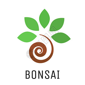 Bonsai树矢量徽标图Stylizedjapan培养型图片