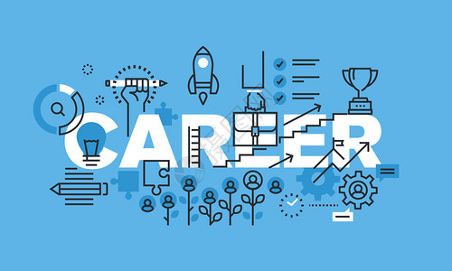 careerCAREER网站横幅的现代细线设计概念插画