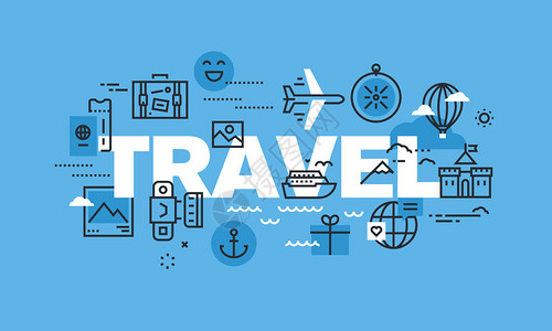 旅行网站横幅的现代细线设计理念旅行社旅游目的地暑假和寒假的图片
