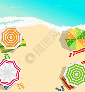 夏日背景平板设计样式中的阳光海滩矢量说明图片