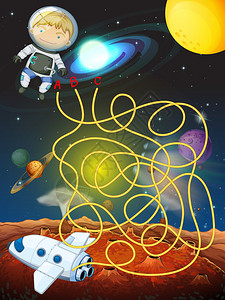 与宇航员在空间插图中玩图片