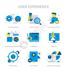 平面设计风格矢量图标的用户体验信息组织网站结构规划数字图片