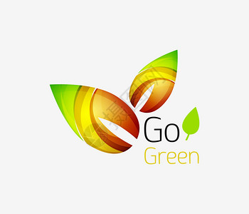 GoGreen徽标绿色自然概背景图片