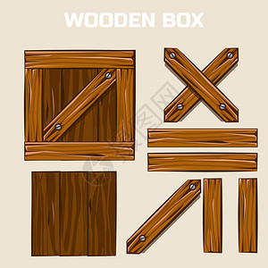 矢量插图中的木箱和木板图片