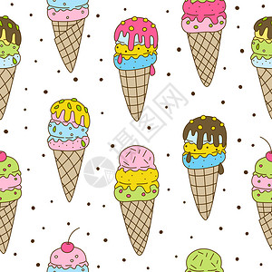 无缝模式与甜冰淇淋图片