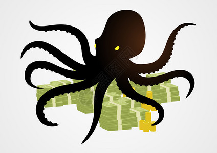 用触角商业公司企业集团资本主义概念来说明章鱼持有钱的图图片
