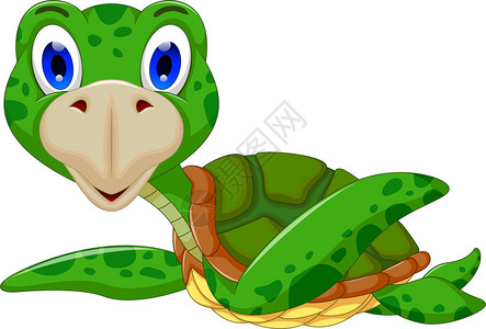 可爱的海龟卡通矢量插画图片