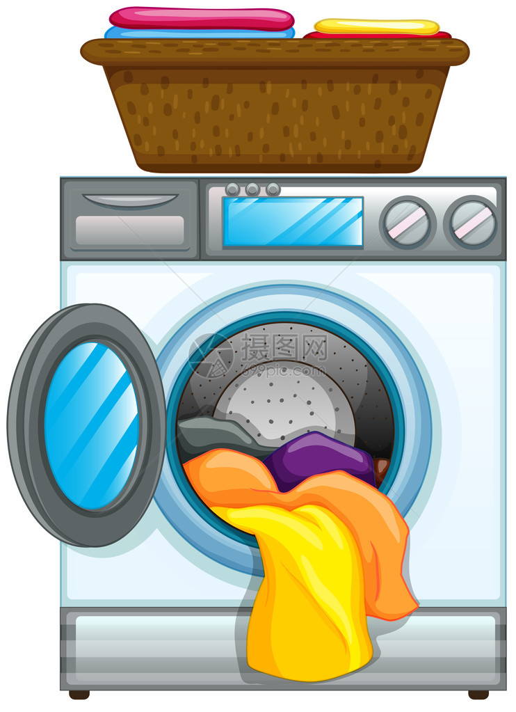 洗衣机插图中的衣服图片