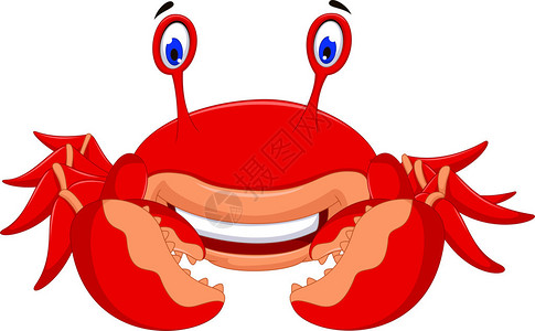 可爱的螃蟹卡通摆姿势的矢量插图图片