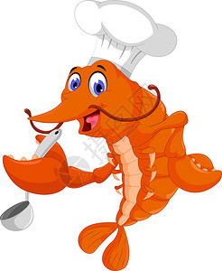 有趣的大厨虾卡通漫画图片