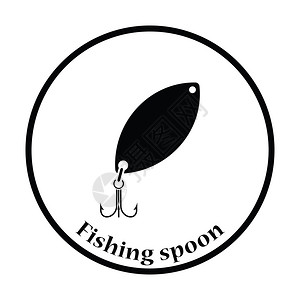 钓鱼勺的图标细圆设计矢量插图图片